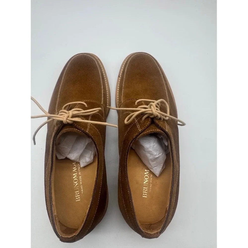 Bruno Magli Drago MOD 255 Mens Brown Suede Derby Shoes Size 7.5 M Italy